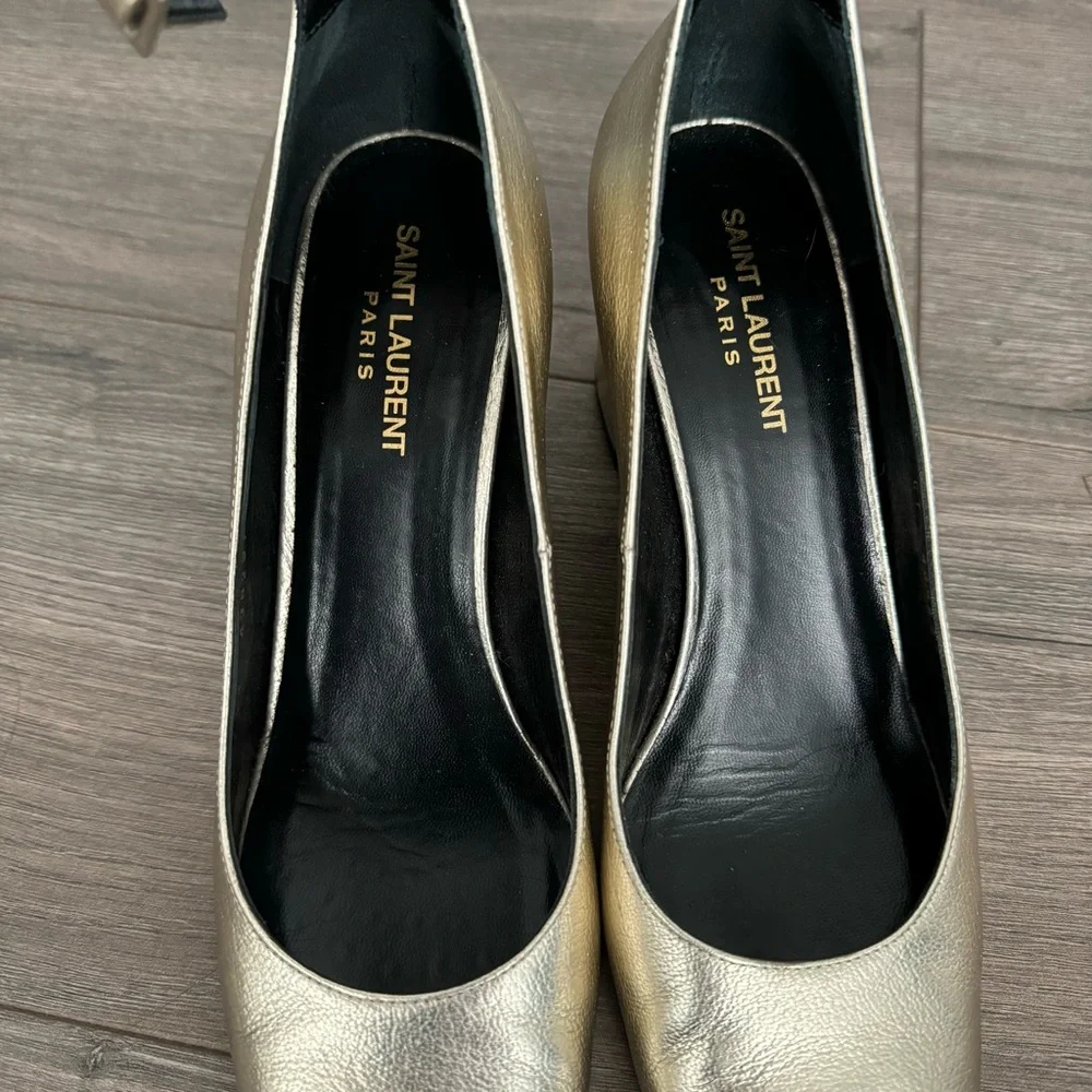 Saint Laurent Babies Double Ankle Strap Pump Metallic Gold - Picture 4 of 10